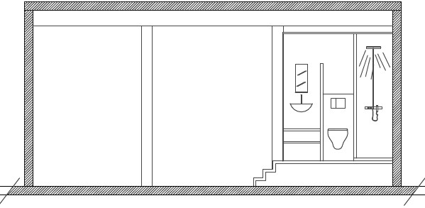 Une salle de bains spatiale - design et architecture intérieure par Gaelle Le Boulch - coupe appartement